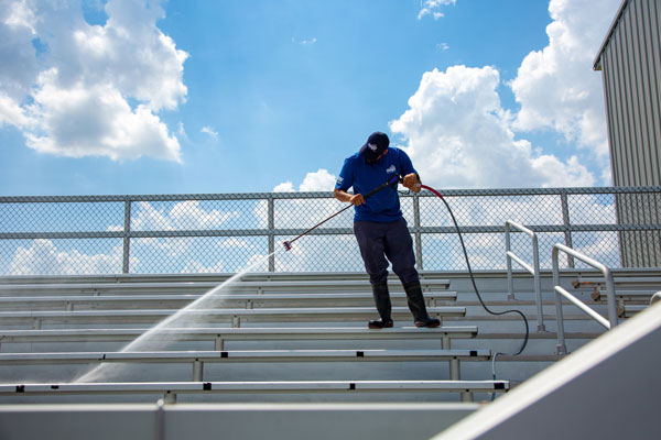 Power Washing Stadium Bleachers
