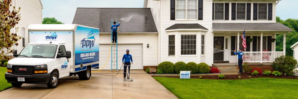 Power Washing Services Being Performed