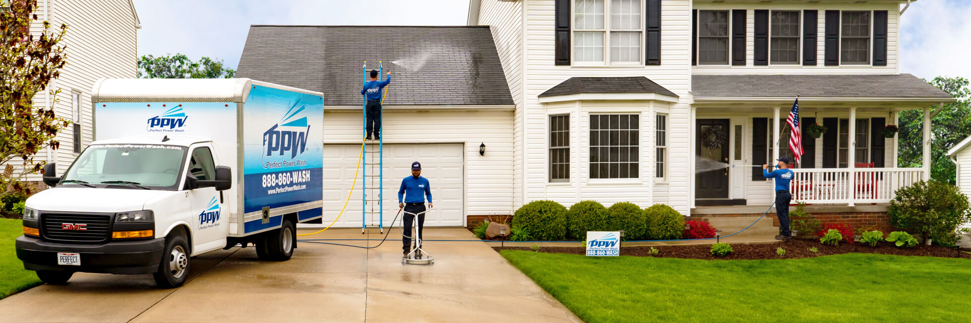 Power Washing Services Being Performed