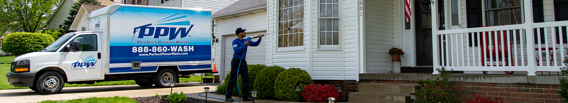 Perfect Power Wash technician soft washing vinyl siding